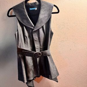 Alice + Olivia Women's Gray Sleeveless Belted Vest Size M